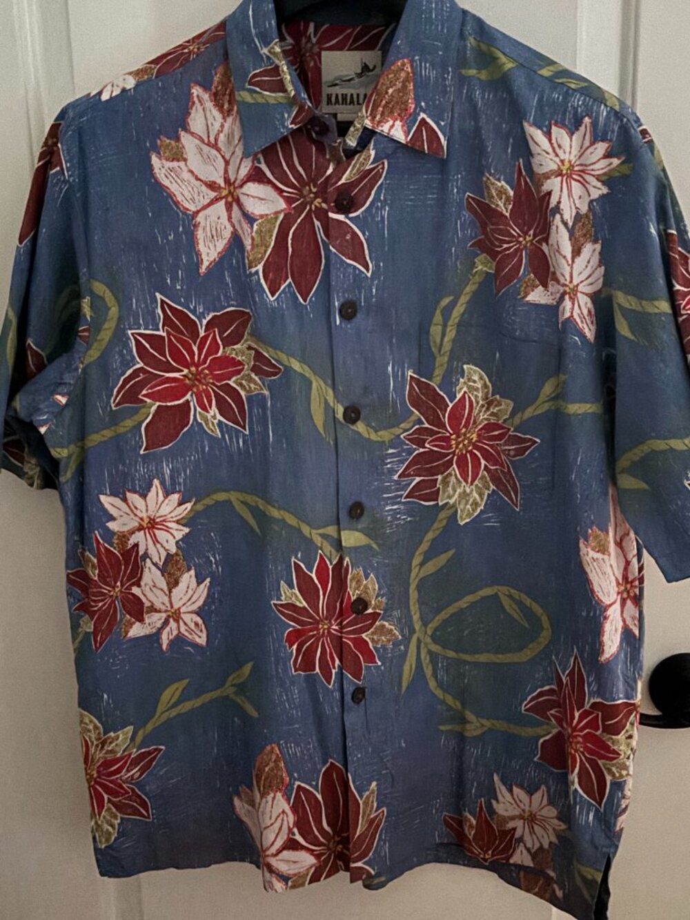 Kahala 1936 L Floral Blue Aloha Shirt